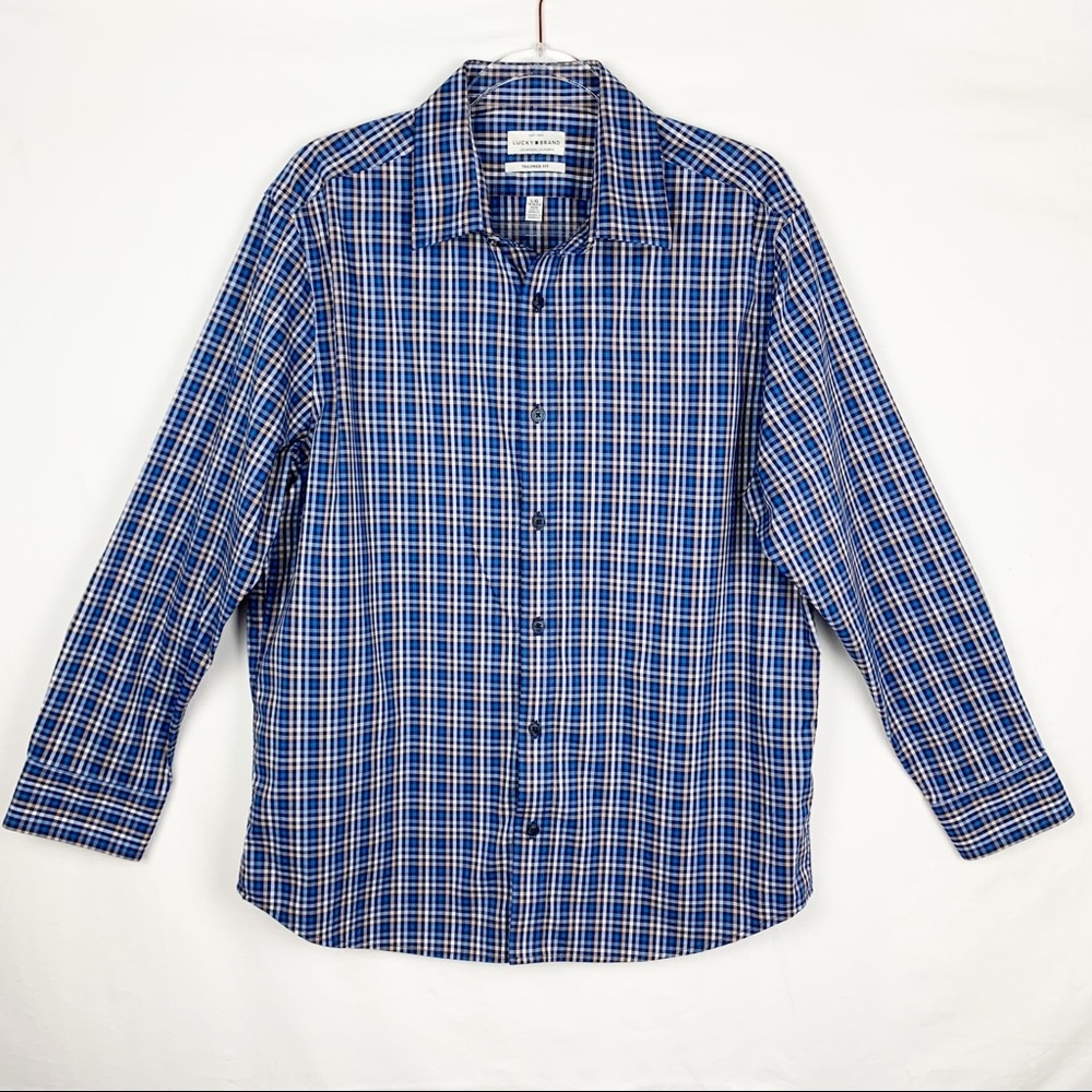 Lucky Brand Tailored Fit Plaid Button Front Shirt size L